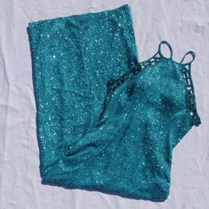 Vintage 90s Scala silk beaded evening maxi dress